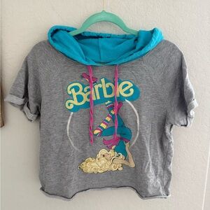 💪🏻👚 Barbie Exercise Crop Hoodies Grey/Blue/Pink Medium